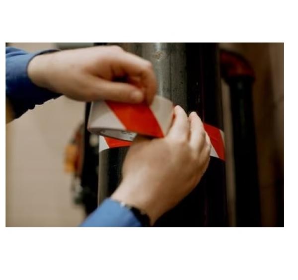Floor marking tape red-white soft PVC adhesive tape warning tape marking tape trade fair industry 33m - Kopie